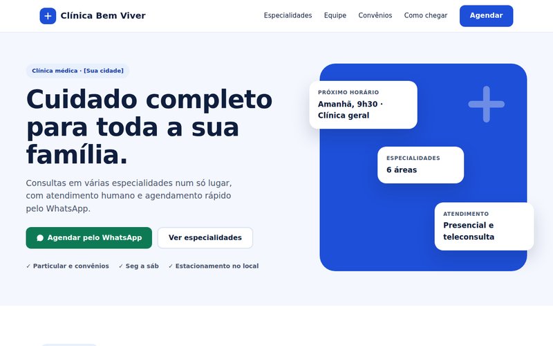 Prévia do site modelo de clínica médica